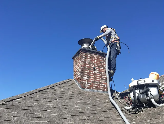 Dedicated Fountainebleau Chimney Sweep team member cleaning a chimney in Fountainebleau, FL