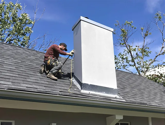 Fountainebleau Chimney Sweep team member finishing chimney construction in Fountainebleau, FL