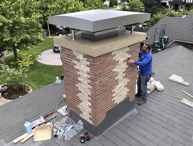 Fountainebleau Chimney Sweep team working on a custom chimney remodel in Fountainebleau, FL
