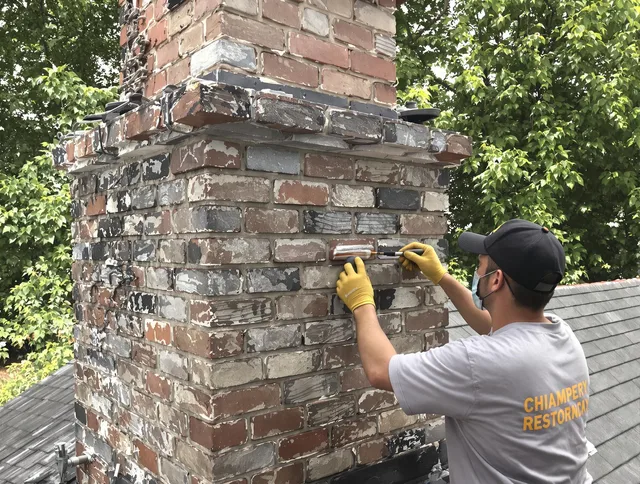 In-progress chimney restoration by Fountainebleau Chimney Sweep in Fountainebleau, FL