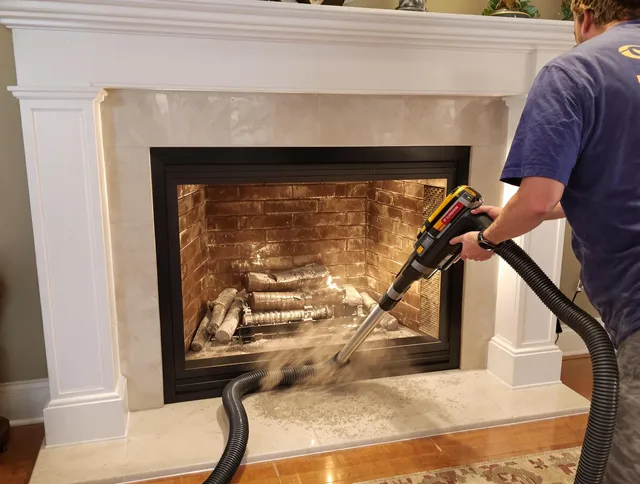 Fireplace cleaning performed by Fountainebleau Chimney Sweep in Fountainebleau, FL